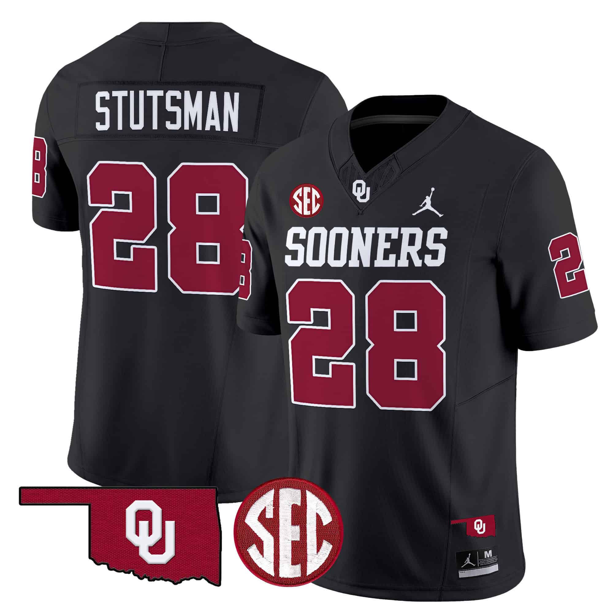 Men Oklahoma Sooners #28 Stutsman Black 2024 Vapor Limited NCAA Jersey style 1